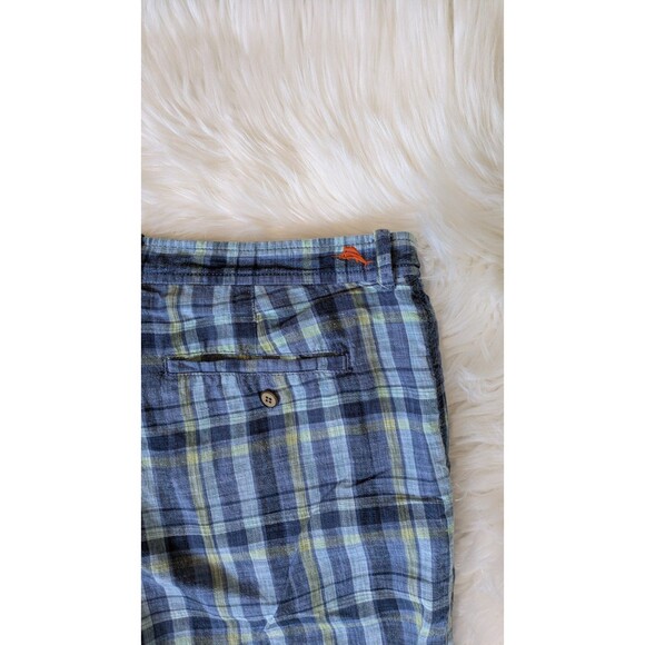 Tommy Bahama Men’s Plaid Shorts Size 40 Blue Green Linen Blend Casual Summer - Picture 4 of 10